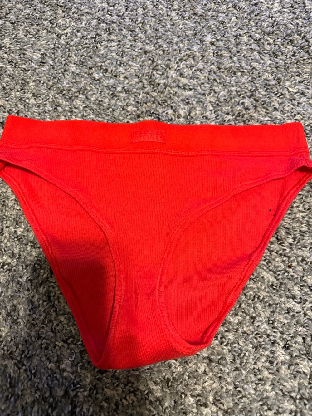 SKIMS Ribbed High-Cut Bikini Brief in Bright Red
